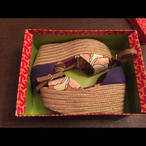 Tory Burch Floral platform Espadrille Sandals SZ 6